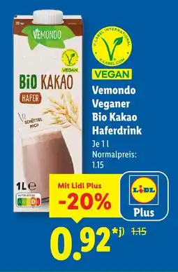 Lidl Vemondo veganer bio kakao haferdrink Angebot