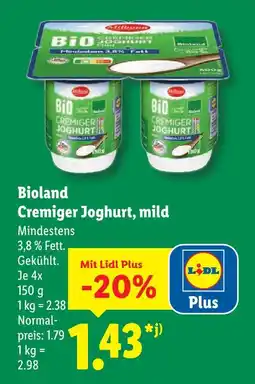 Lidl Milbona bioland cremiger joghurt, mild Angebot
