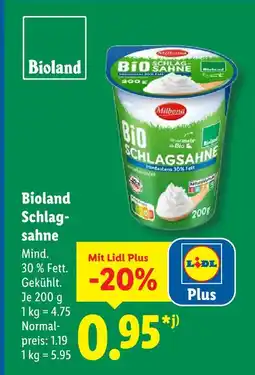 Lidl Milbona bioland schlagsahne Angebot