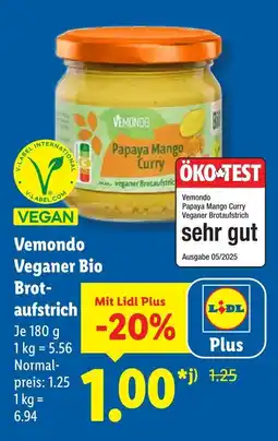 Lidl Vemondo veganer bio brotaufstrich Angebot