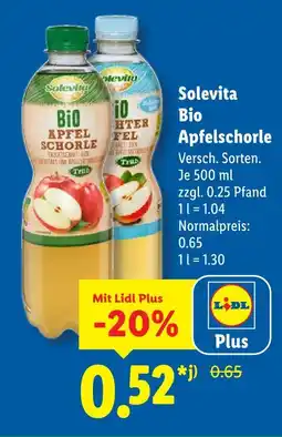 Lidl Solevita bio apfelschorle Angebot