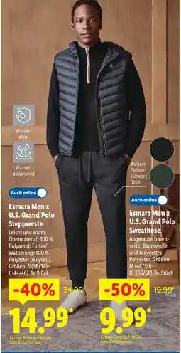 Lidl Esmara men x u.s. grand polo steppweste Angebot