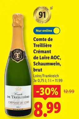 Lidl Comte de treilliére crémant de loire aoc, schaumwein, brut Angebot