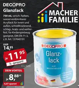 Sonderpreis Baumarkt DECOPRO Glanzlack Angebot