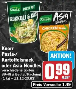 HIT Knorr Pasta-/ Kartoffelsnack oder Asia Noodles Angebot