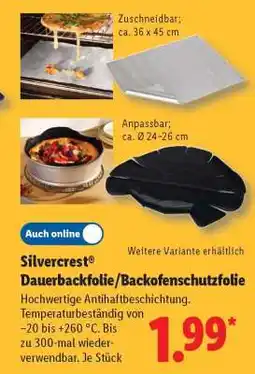 Lidl Silvercrest Dauerbackfolie/Backofenschutzfolie Angebot