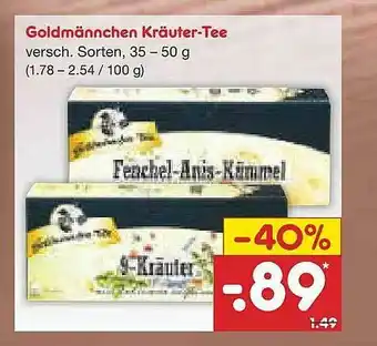 Netto Marken-Discount Goldmännchen Kräuter-tee Angebot