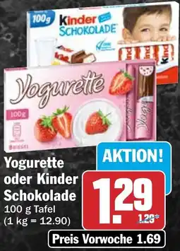 HIT Yogurette oder Kinder Schokolade Angebot