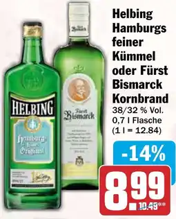 HIT Helbing Hamburgs feiner Kümmel oder Fürst Bismarck Kornbrand Angebot