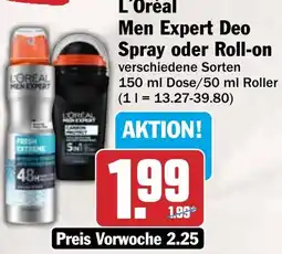 HIT L'Oréal Men Expert Deo Spray oder Roll-on Angebot