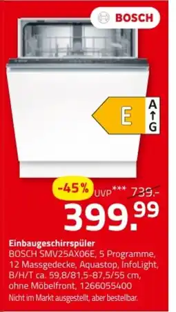 ROLLER BOSCH Einbaugeschirrspüler SMV25AX06E Angebot