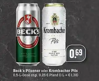 Scheck-in-Center Beck's Pilsener Oder Krombacher Pils Angebot