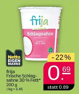 NETTO Frija frische schlagsahne 30 % fett Angebot