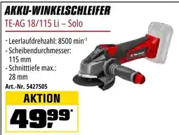 OBI Einhell AKKU-WINKELSCHLEIFER TE-AG 18/115 Li - Solo Angebot