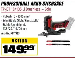 OBI Einhell PROFESSIONAL AKKU-STICHSÄGE TP-JST 18/135 Li Brushless - Solo Angebot