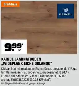 OBI KAINDL LAMINATBODEN ,,WIDEPLANK EICHE ORLANDO" Angebot