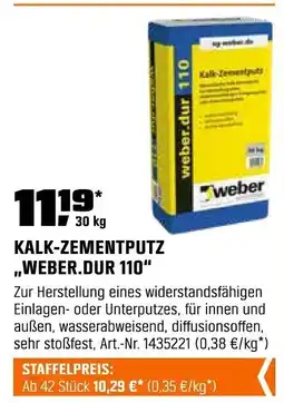 OBI WEBER KALK-ZEMENTPUTZ ,,WEBER.DUR 110" Angebot