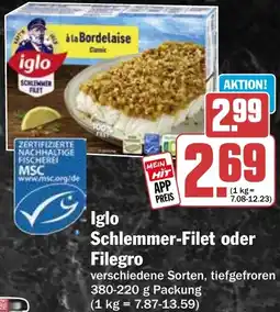 HIT Iglo Schlemmer-Filet oder Filegro Angebot