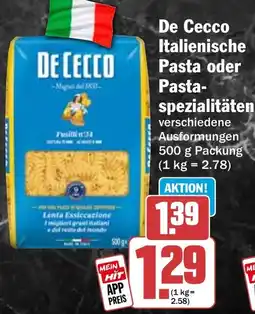 HIT De Cecco Italienische Pasta oder Pastaspezialitäten Angebot