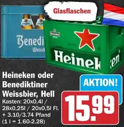 HIT Heineken oder Benediktiner Weissbier, Hell Angebot