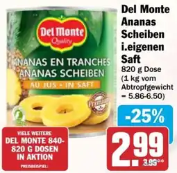 AEZ Del Monte Ananas Scheiben i.eigenen Saft Angebot