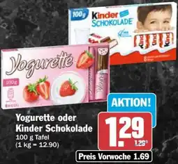 AEZ Yogurette oder Kinder Schokolade Angebot