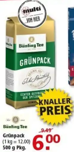 Multi Markt Bünting Tee Grünpack Angebot