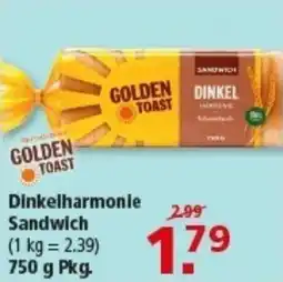 Multi Markt GOLDEN TOAST Dinkelharmonie Sandwich Angebot