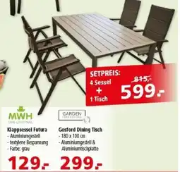 Multi Markt MWH 4 Sessel + GARDEN IMPRESSIONS 1 Tisch Angebot