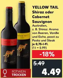 Kaufland YELLOW TAIL Shiraz oder Cabernet Sauvignon Angebot