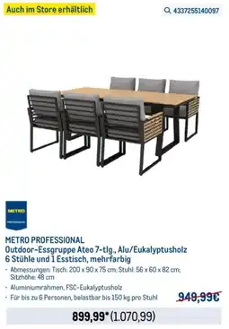 METRO METRO PROFESSIONAL Outdoor-Essgruppe Ateo 7-tlg., Alu/Eukalyptusholz Angebot