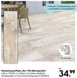 Hellweg Feinsteinzeug-Platte ,,No. 1 Tile Nebraska Elm" Angebot