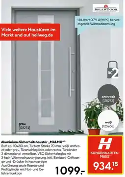 Hellweg Aluminium-Sicherheitshaustür „MALMO " Angebot