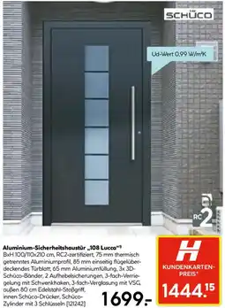 Hellweg SCHÜCO Aluminium-Sicherheitshaustür „108 Lucca" Angebot