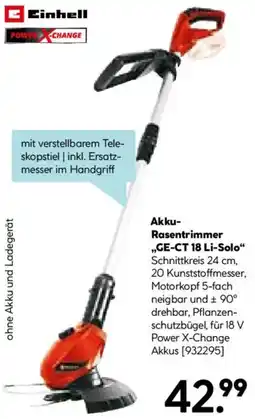 Hellweg Einhell Akku Rasentrimmer ,,GE-CT 18 Li-Solo" Angebot