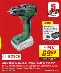 toom Baumarkt BOSCH Akku-Bohrschrauber,,UniversalDrill 18V-60" Angebot