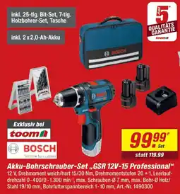 toom Baumarkt BOSCH Akku-Bohrschrauber-Set,,GSR 12V-15 Professional" Angebot