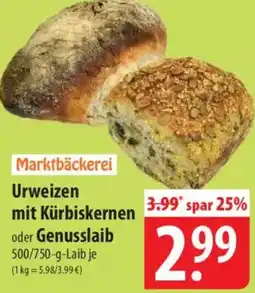 Famila Nord Ost Marktbäckerei Urweizen mit Kürbiskernen oder Genusslaib Angebot
