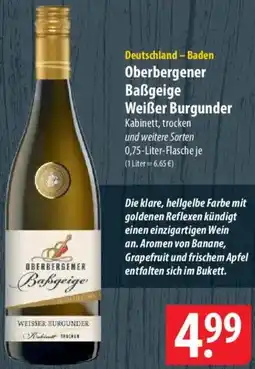 Famila Nord Ost Oberbergener Baẞgeige Weißer Burgunder Angebot