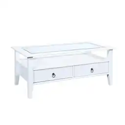 Netto Marken-Discount Inter Link Couchtisch Provence mit 2 Schubladen aus Kiefer Massivholz - Weiss Angebot