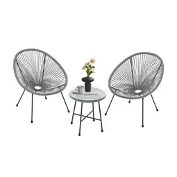 Netto Marken-Discount Juskys Balkonmöbel Set Ostana 3-teilig mit Tisch & 2 Sesseln - stilvolles Gartenmöbel Hellgrau Angebot