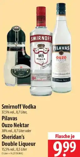 Famila Nord Ost Smirnoff Vodka, Pilavas Ouzo Nektar oder Sheridan´s Double Liqueur Angebot