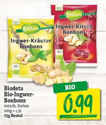 NP Discount Biodeta Bio Ingwer Bonbons 75g Beutel Angebot