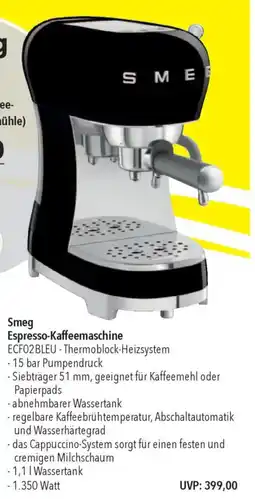 CITTI Markt Smeg Espresso-Kaffeemaschine ECF02 BLEU Angebot