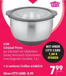 CITTI Markt GSW Schüssel Primo Angebot