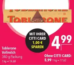 CITTI Markt Toblerone Vollmilch Angebot