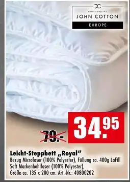 Möbel Mahler John cotton europe leicht-steppbett 'royal' Angebot