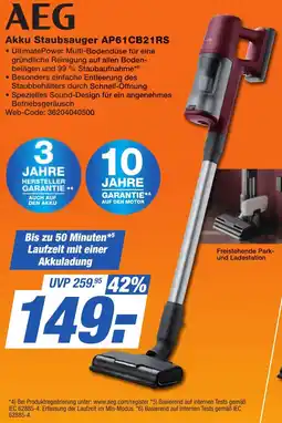 K+B Expert AEG Akku Staubsauger AP61CB21RS Angebot