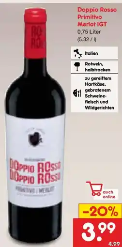 Netto Marken-Discount Doppio Rosso Primitivo Merlot IGT Angebot