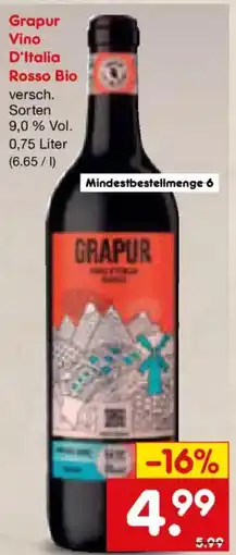Netto Marken-Discount Grapur Vino D'Italia Rosso Bio Angebot